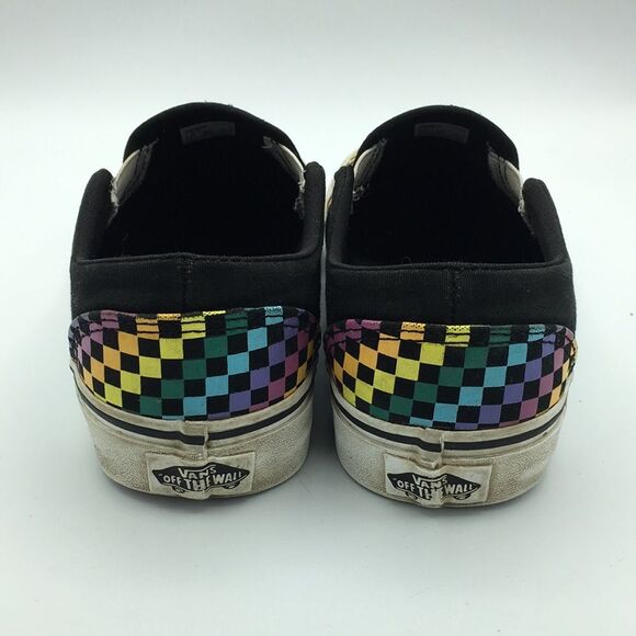 Vans Asher Rainbow Checkerboard Multicolor Checkered Slip-On Shoes Women's 8 - Picture 5 of 7